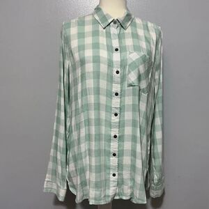 True Craft ladies Green and White Casual Button Down Shirt size XL